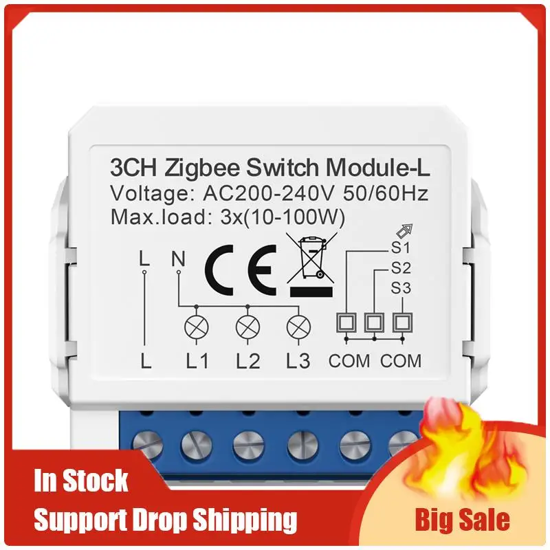 

Новый заводской модуль Tuya Zigbee 3,0 Smart Single Fire Switch, двустороннее управление, поддержка голосового управления, домашняя автоматизация «сделай сам», 3 группы