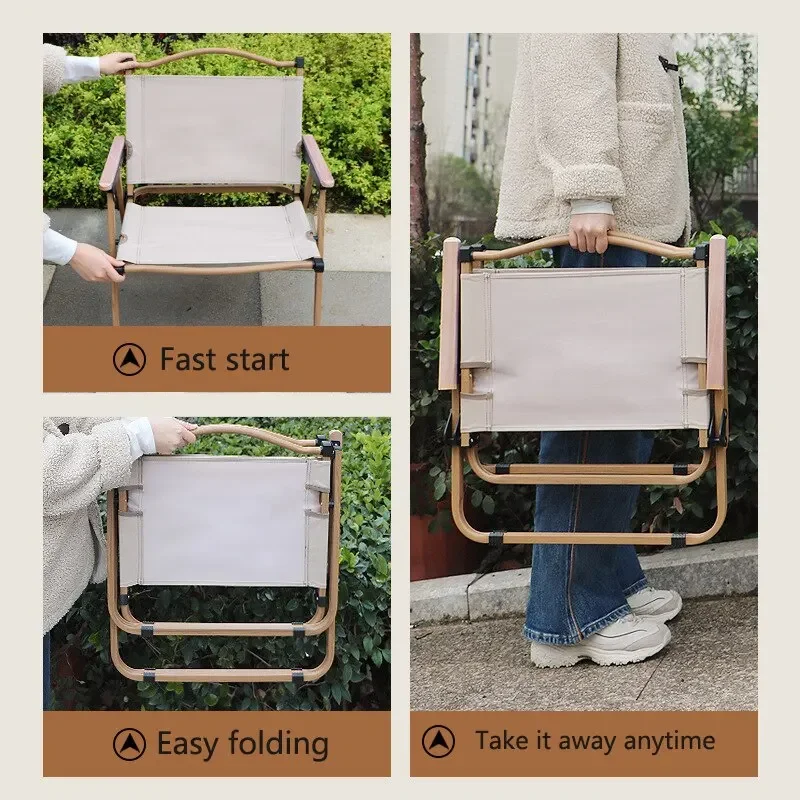 Factory Direct Compatible with2pcs/1pcs Portable Camping Chair Outdoor Folding Chair Aluminum Alloy Wood Grain Folding Chair Cam