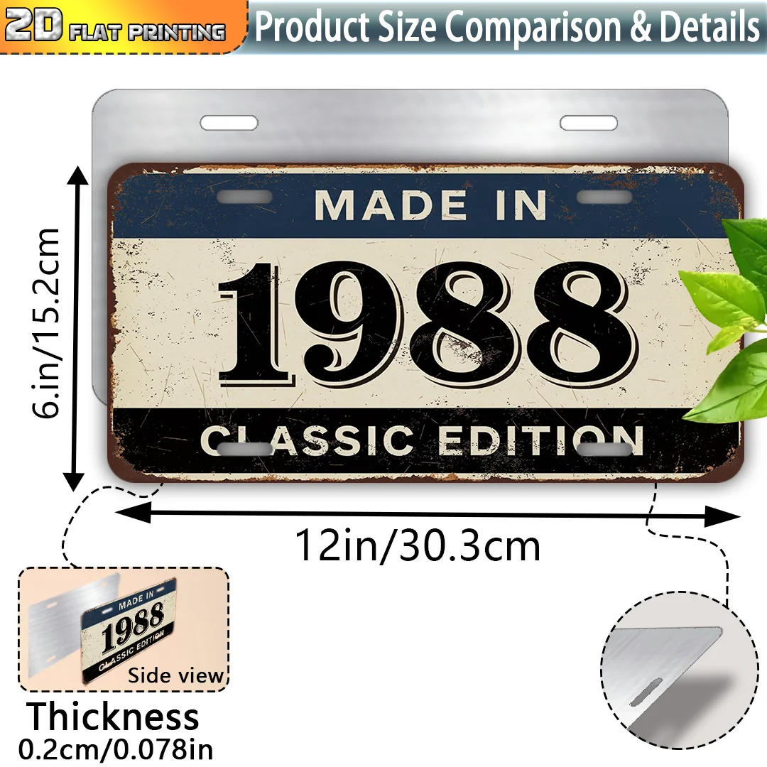 2D Flat - Single Item Packaging, 2D Flat Printing, Vintage Aluminum Sign, Outdoor Wall Decoration, Made in 1988, Home Decor, Cla
