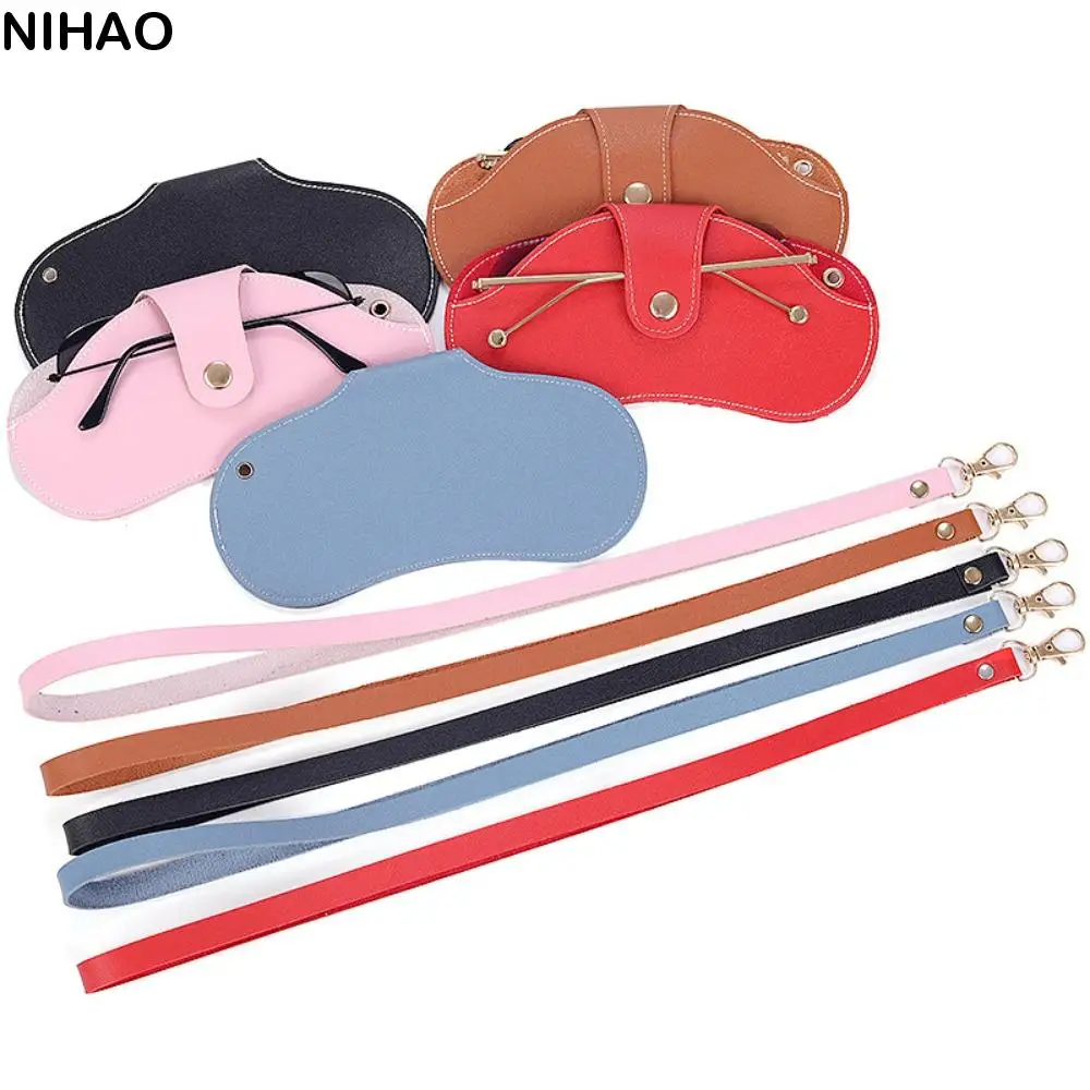 

Eyewear Protector Hanging Neck Sunglasses Case With Buckle Wrist PU Leather Glasses Case Sunglasses Pouch Spectacle Case