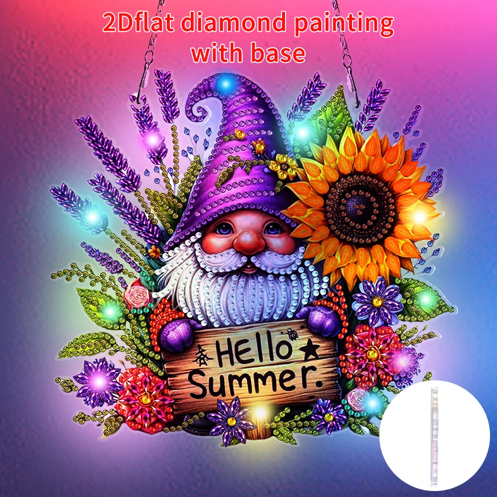 

Goblin 5D DIY Diamond Painting Dots Pendant with Light Strip Diamond Painting Decor DIY Diamond Art Pendant for Wall Window