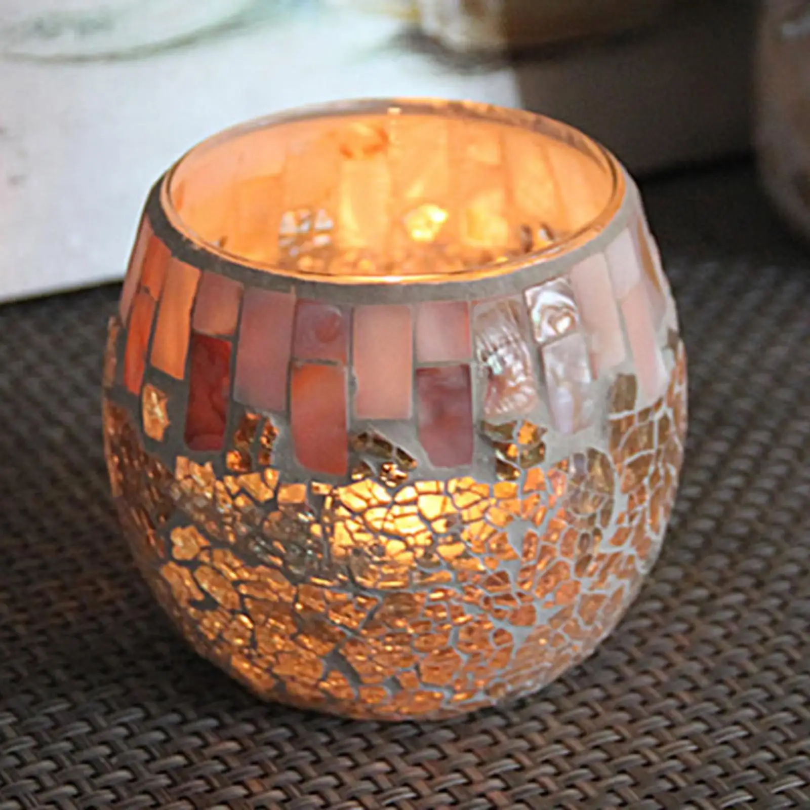 

Handmade Mosaic Glass Candle Holder Jar Tealight Holders Pen Holder