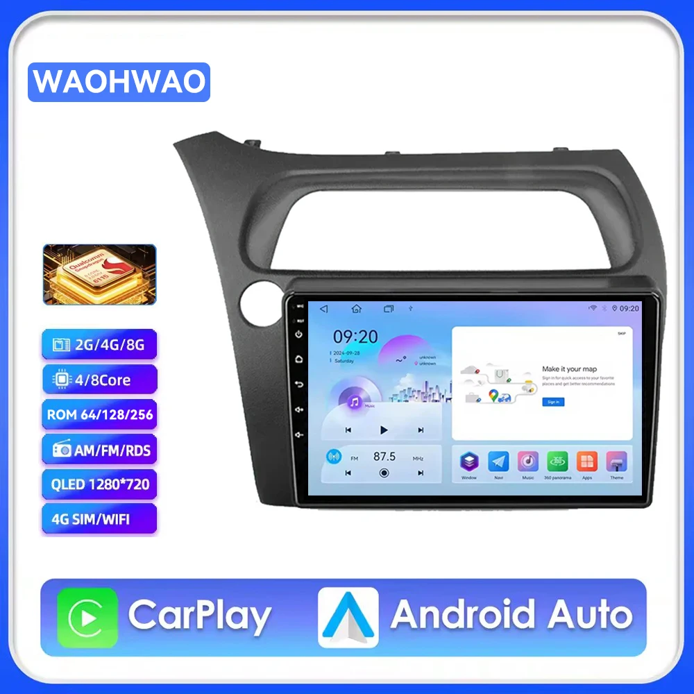 

Android 15 Carplay Auto GPS Navigation Multimedia Player For Honda Civic Hatchback 2006 - 2011 Car Radio Stereo DVD 2 DIN