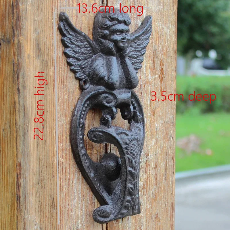 

Cast Iron Gate Count Angel Door Knocker, Vintage Style, 9 inch x 5.4 inch x 1.4 inch, Black