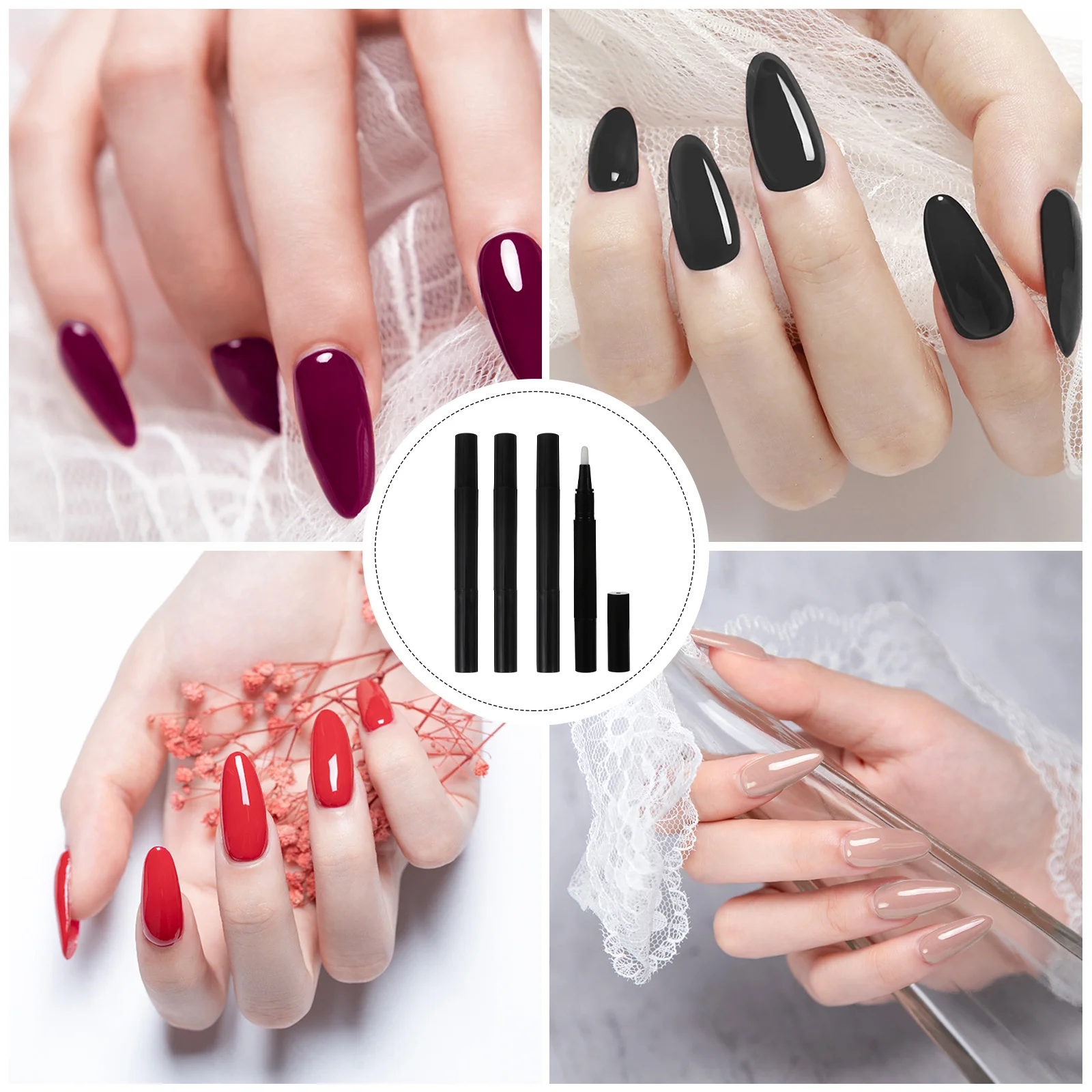4 قطع أنبوب فارغ للسفر لقلم الأظافر مع طرف فرشاة لنمو الرموش وزجاجة تخزين ملمع الشفاه #1