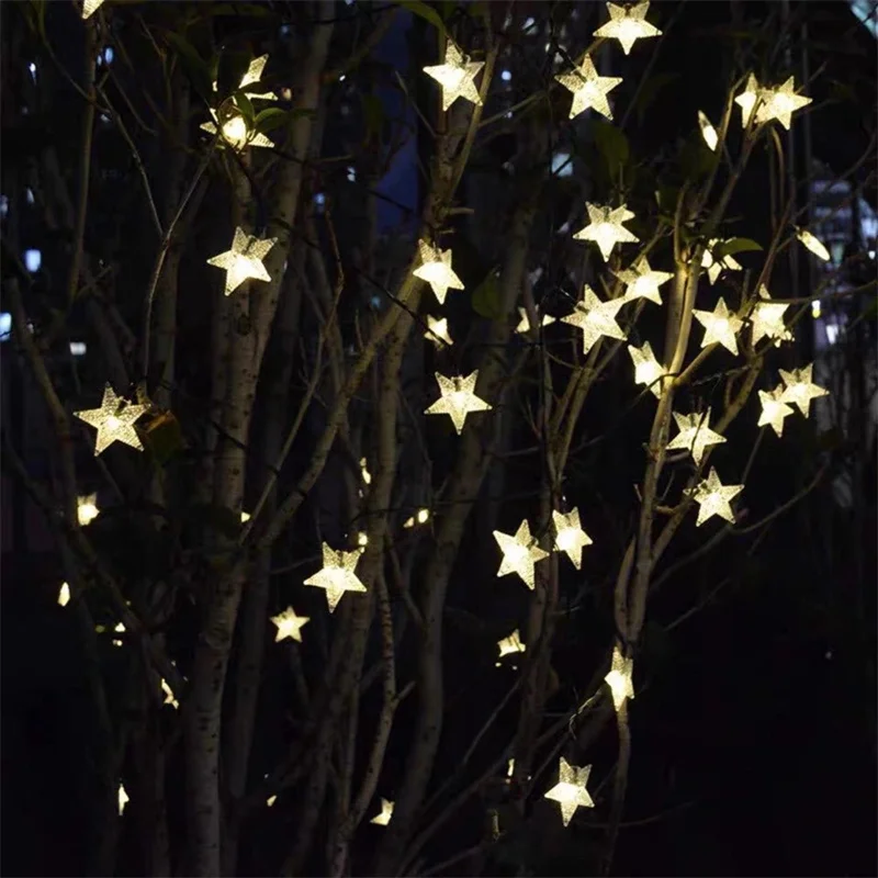 Y2K Estrela Solar String Lights para pátio, Decorações de Natal, Acrílico Luzes LED, ao ar livre, impermeável, Powered Pátio Luz, 287, 2023