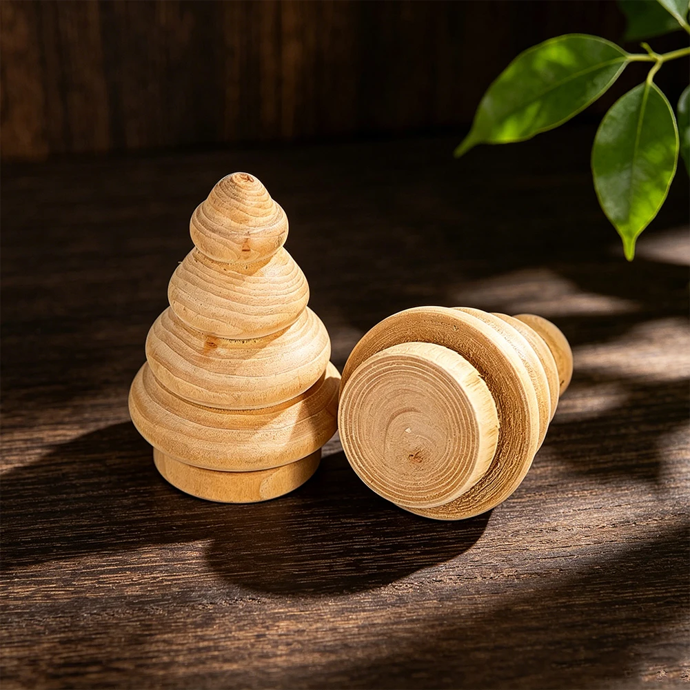 Natural Wood DIY Christmas Tree Blank Unfinished Paintable Ornament For Kids Handmade Christmas