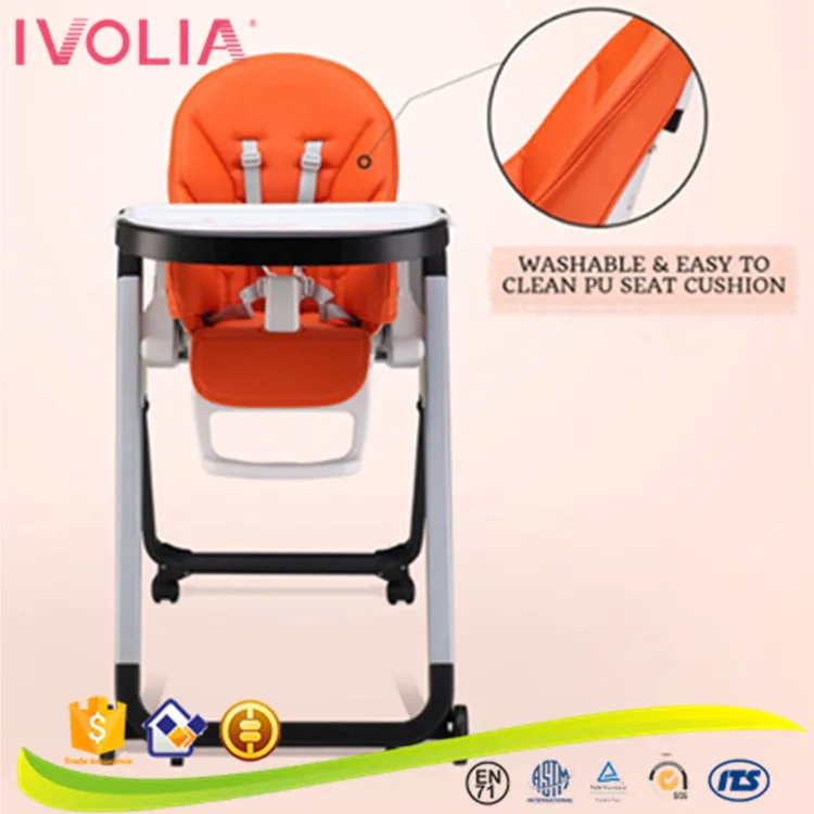 IVOLIA best selling plastic dining baby high chair with wheels