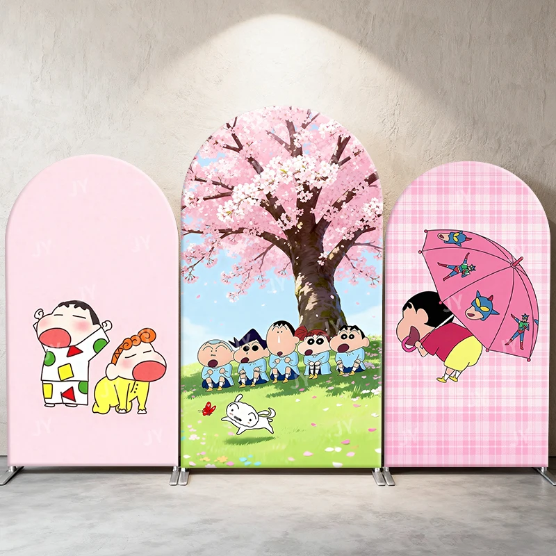 

Crayon Shin Chan Spring Picnic Theme Arch Backdrop Cover Cute Cartoon Cloth For Children Birthday Baby Shower Party Photo Props