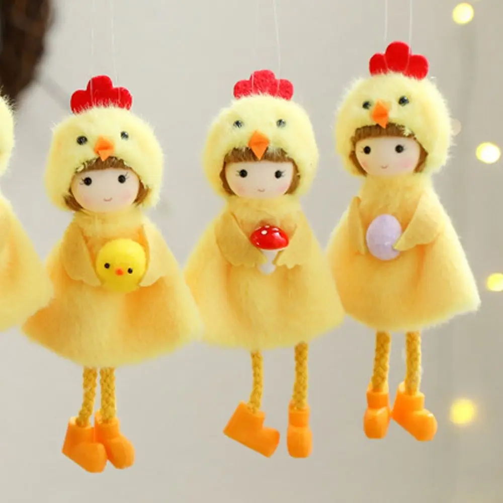 สีเหลืองอีสเตอร์ไก่จี้ตุ๊กตาน่ารักสาวแขวนเครื่องประดับทําด้วยมือนุ่ม Happy Easter ตกแต่งตกแต่ง Party Home