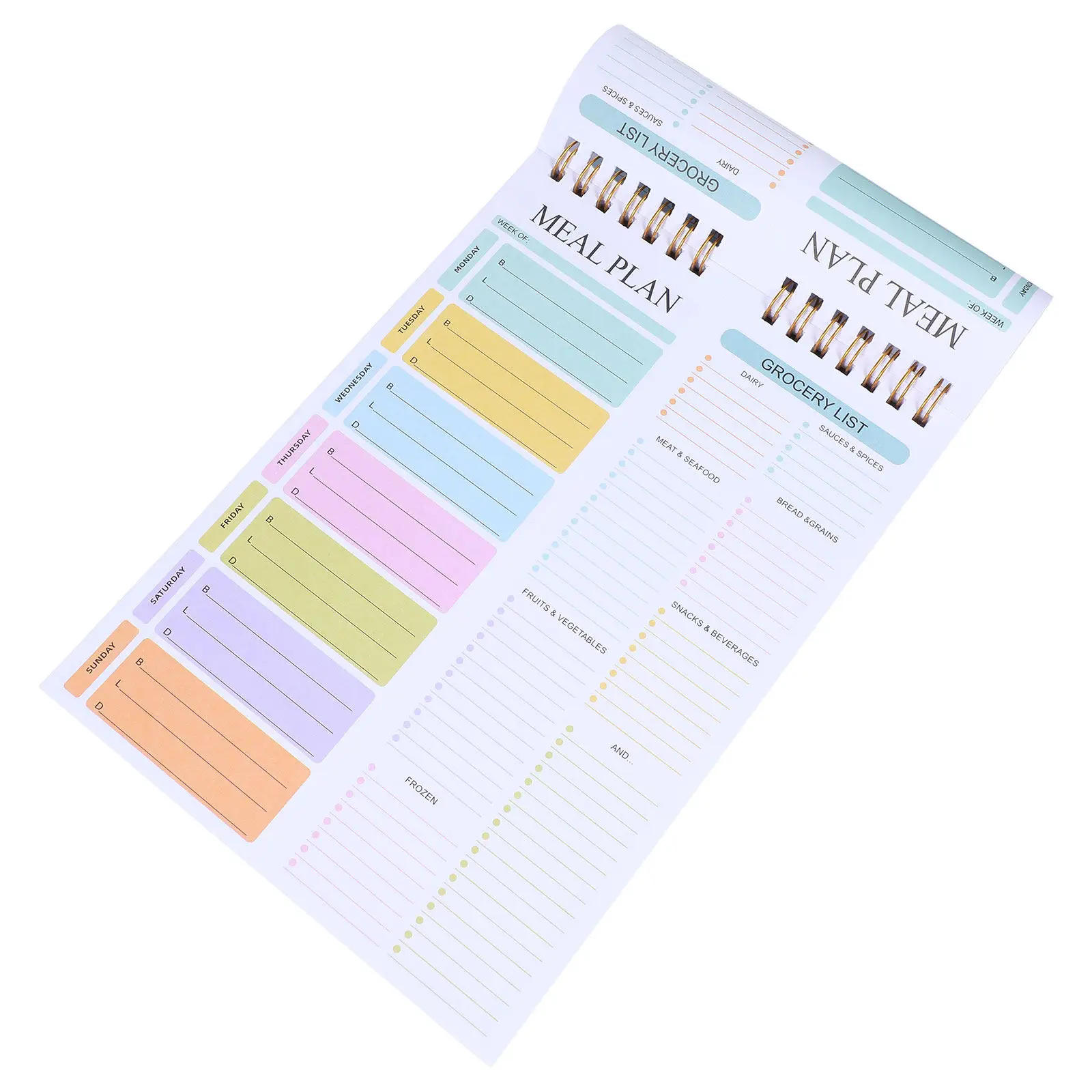 52Sheets A5 Spiral Bound Weekly Meal Planner Notebook Menu Planner Grocery List Notepad Tear Off Family Meal Prep Food Notebook