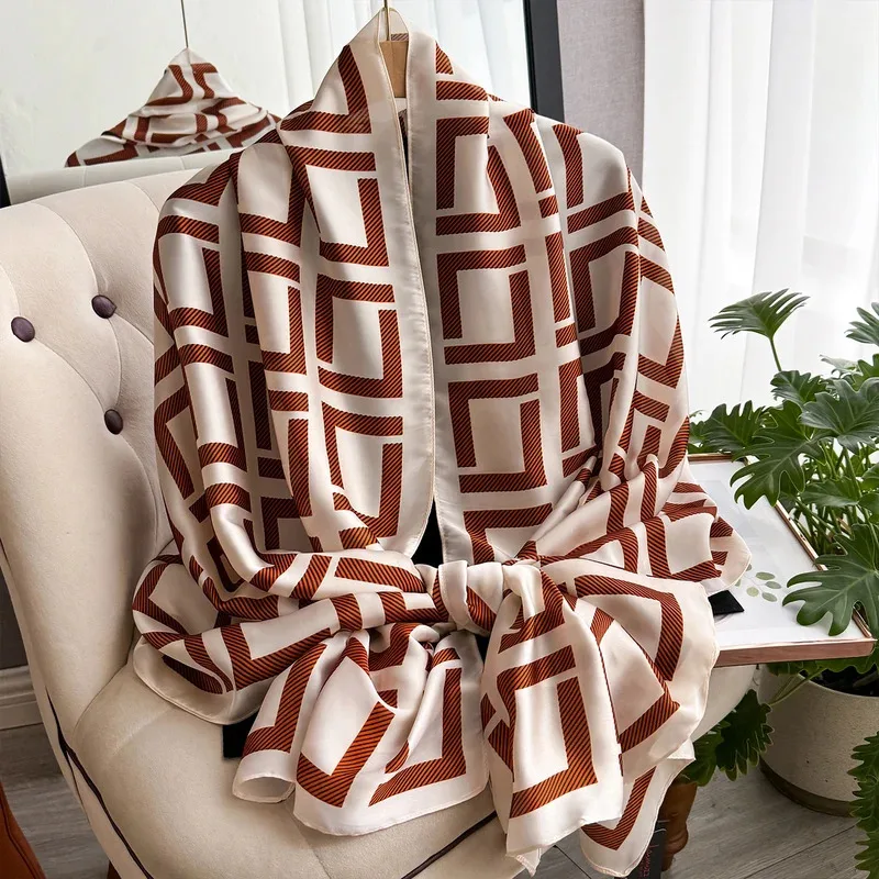 

Luxury Brand Scarf Spring Summer Women Beach Sunscreen Fashion Party Shawl China Quality Silk Lady Popular Print Scarves Hijab