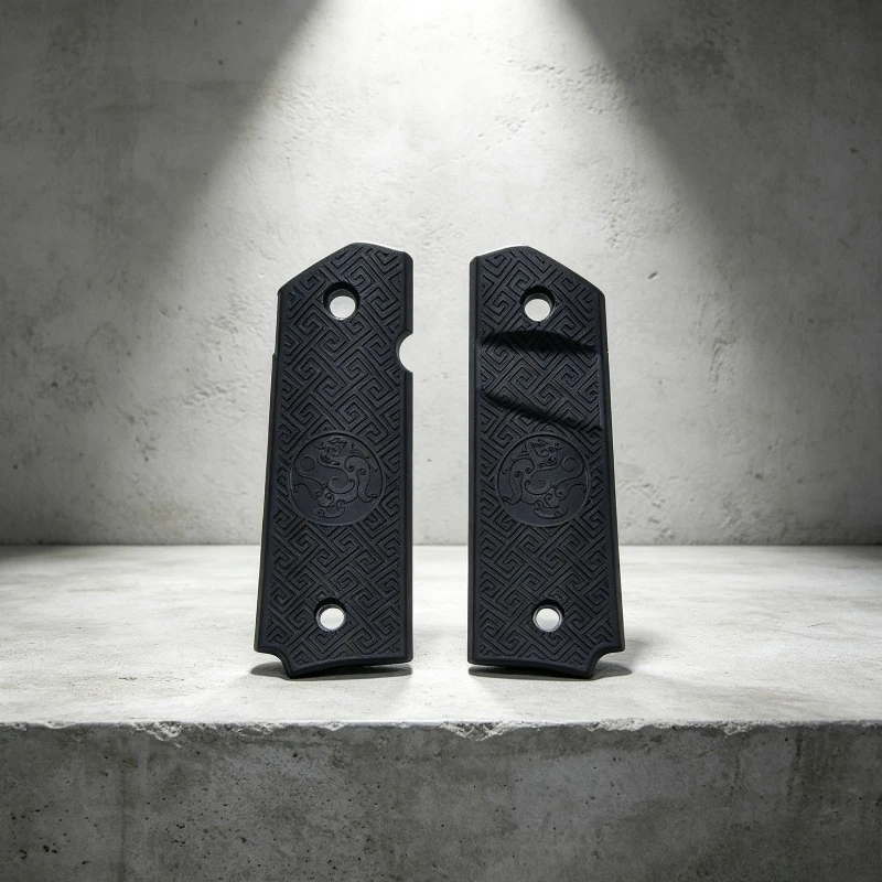 High Toughness Nylon Handle Cover Set Anti‑Slip Embossed Pattern Decorative Spare Parts DIY Model Modification Accessory Black