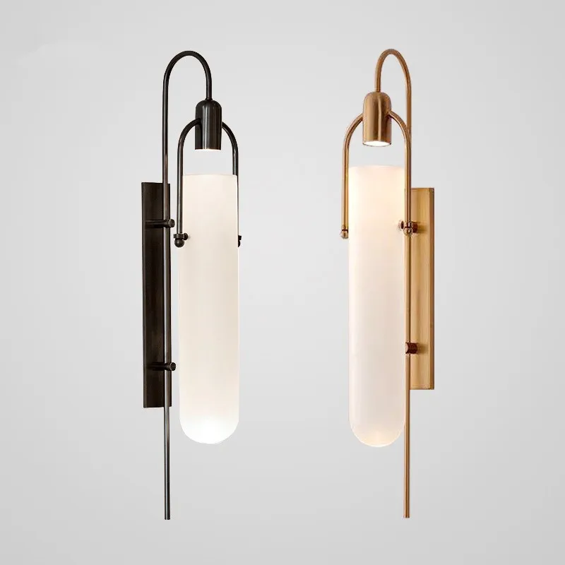 

Nordic glass wall lamp bedroom headboard high-end designer hotel decoration background wall corridor long pole lamp