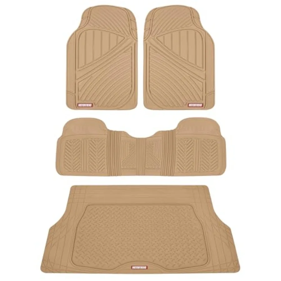 

FlexTough Performance All Weather Rubber Car Floor Mats with Cargo Liner - Full Set Front and Rear Floor Mats for Cars Truck SU