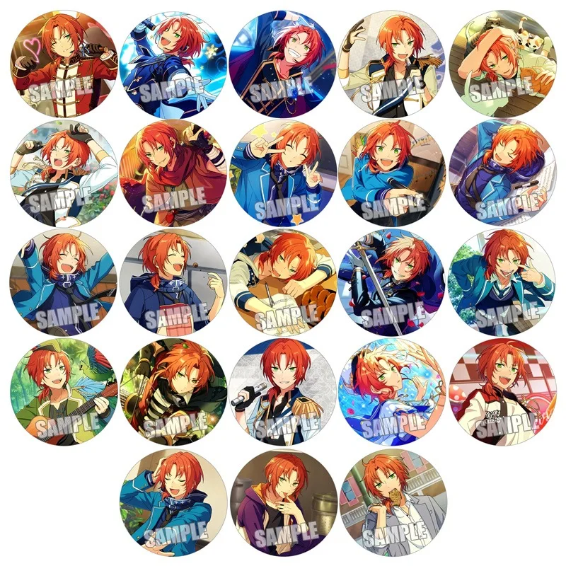 23pcs Ensemble Stars Pins kagehira mika Tori Himemiya Tsukinaga Leo Sakuma Rei Brooch Medal Metal Round Pin Badges Size 58mm