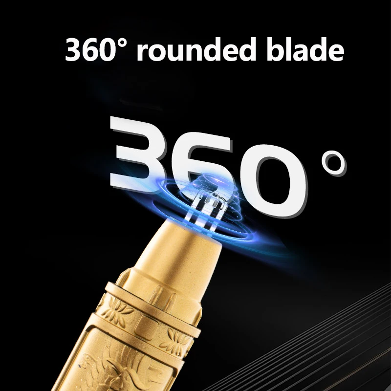 Nose Hair Trimmer Clear Nostrils Small And Convenient Washing With Knife Head Unisex Golden Dragon And Phoenix Nose Hair Trimmer