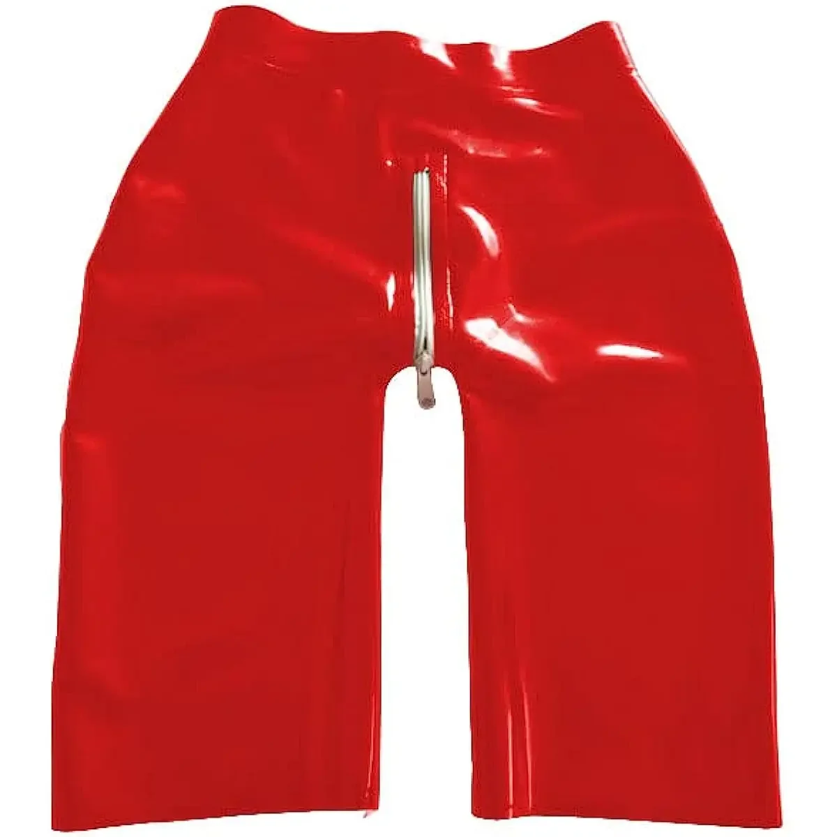 سراويل داخلية من اللاتكس 100% شورت نسائي باللون الأحمر المطاطي مع سحاب بين الرجلين