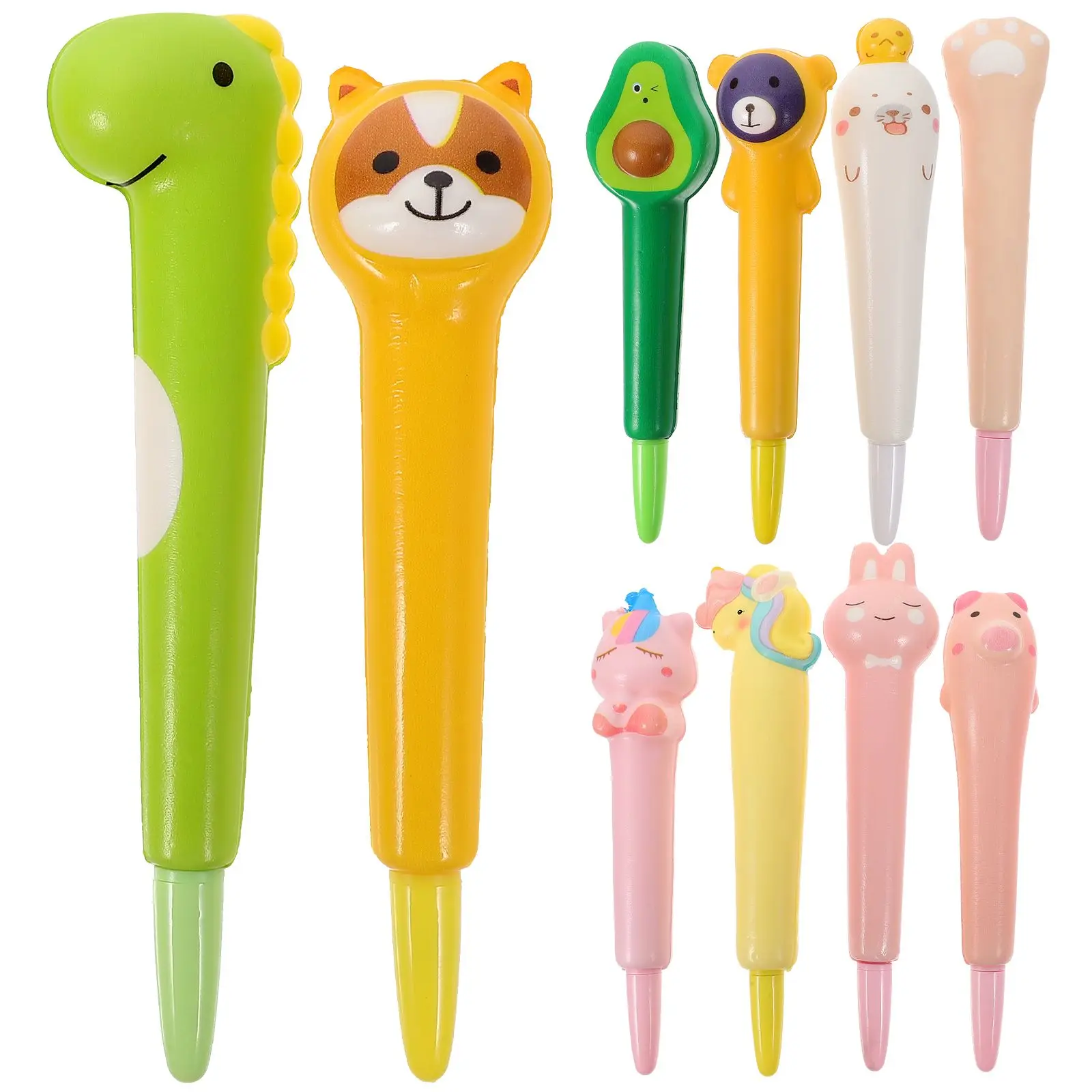 10 Pcs Cartoon Decompression Pen Writing Pens Students Awards Gel Toy Fun for Preschoolers Adorable Black