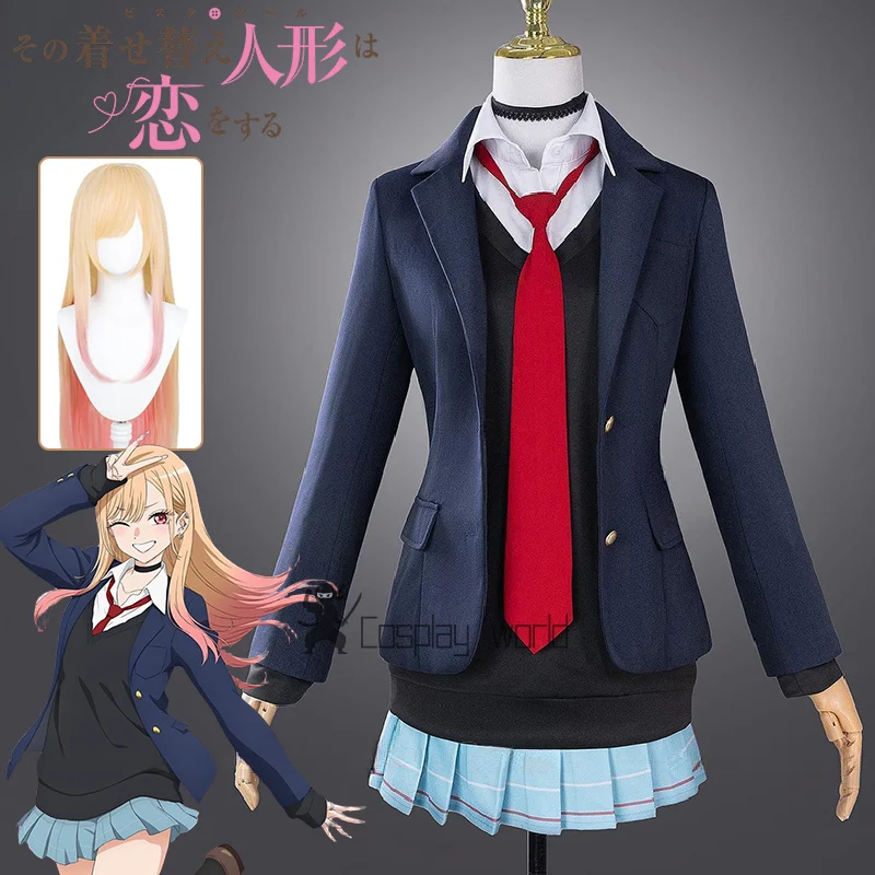 

Аниме My Dress-Up Darling Kitagawa Marin Косплей Костюм Парик Jk Костюм Пальто Юбка Школьная Форма Для Женщин Девочек Фестиваль Карнавал