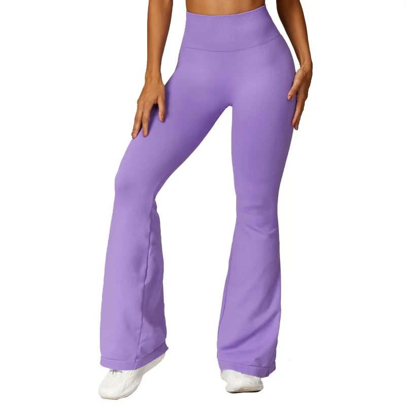 Wide Leg Tight Seamless Hip Lifting Yoga Flared Pants Belly Contracting High Waist Micro Pull Casual Sports Pants7502