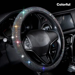 Tampa do volante do carro do diamante para mulheres, feminino, ofuscado, bling, strass, proteção 6 principais vendas capa volante girly - №1