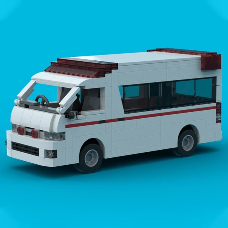 758pcs MOC Creator Toyotaes Himedic Third Generation Japanese Ambulance Hiace Model Building Blocks Collection Idea Assemble
