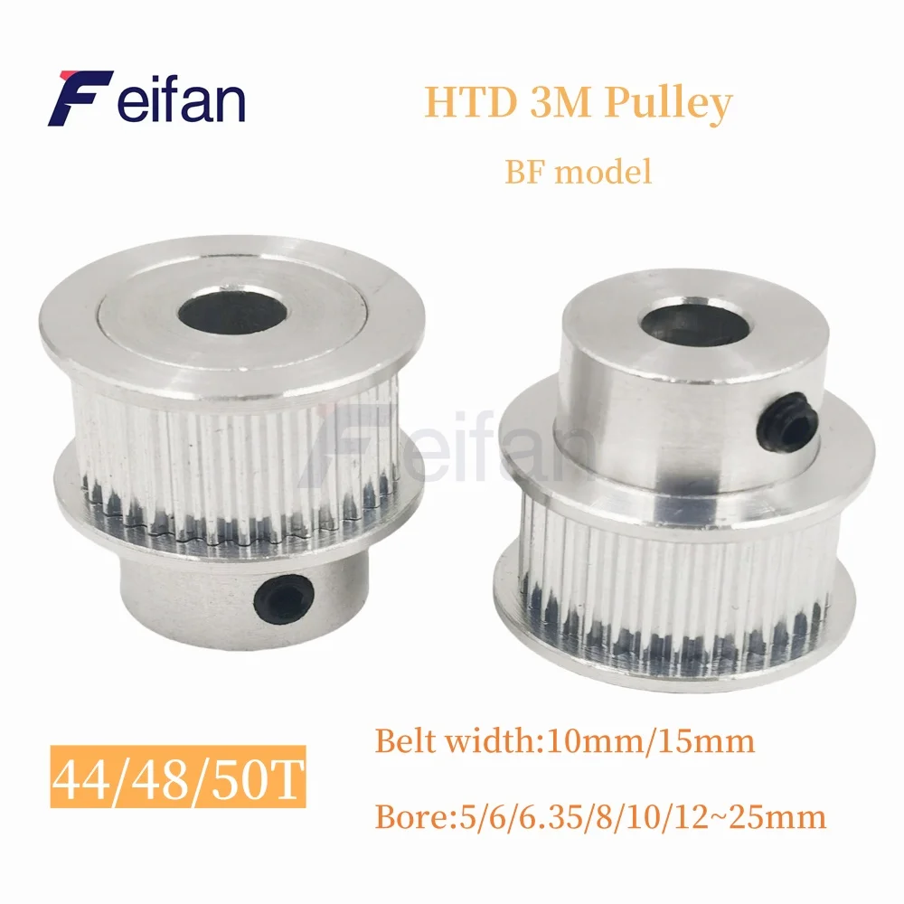 

HTD 3M BF Type 44/48/50 Tooth Timing Belt Pulley Synchronous Wheel Aperture 5/6/8/10/12/14~25mm, Suitable For Belt Width 10/15mm