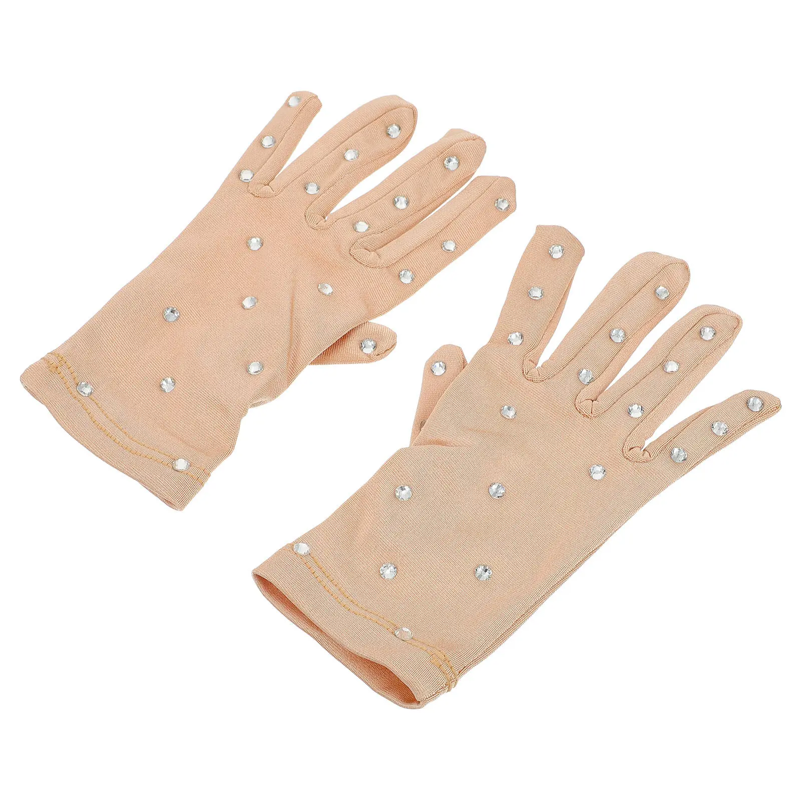 

1Pair Stylish Rhinestone Skating Performance Gloves Premium Material Shiny Thermal Anti-Skid Gloves for Figure Skating Dancing