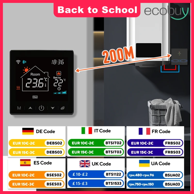 

Tuya Wifi Boiler Thermostat Wireless Gas Boiler Thermostat 433Mhz Water Heating Digital Temperature Controller Alexa Google Home