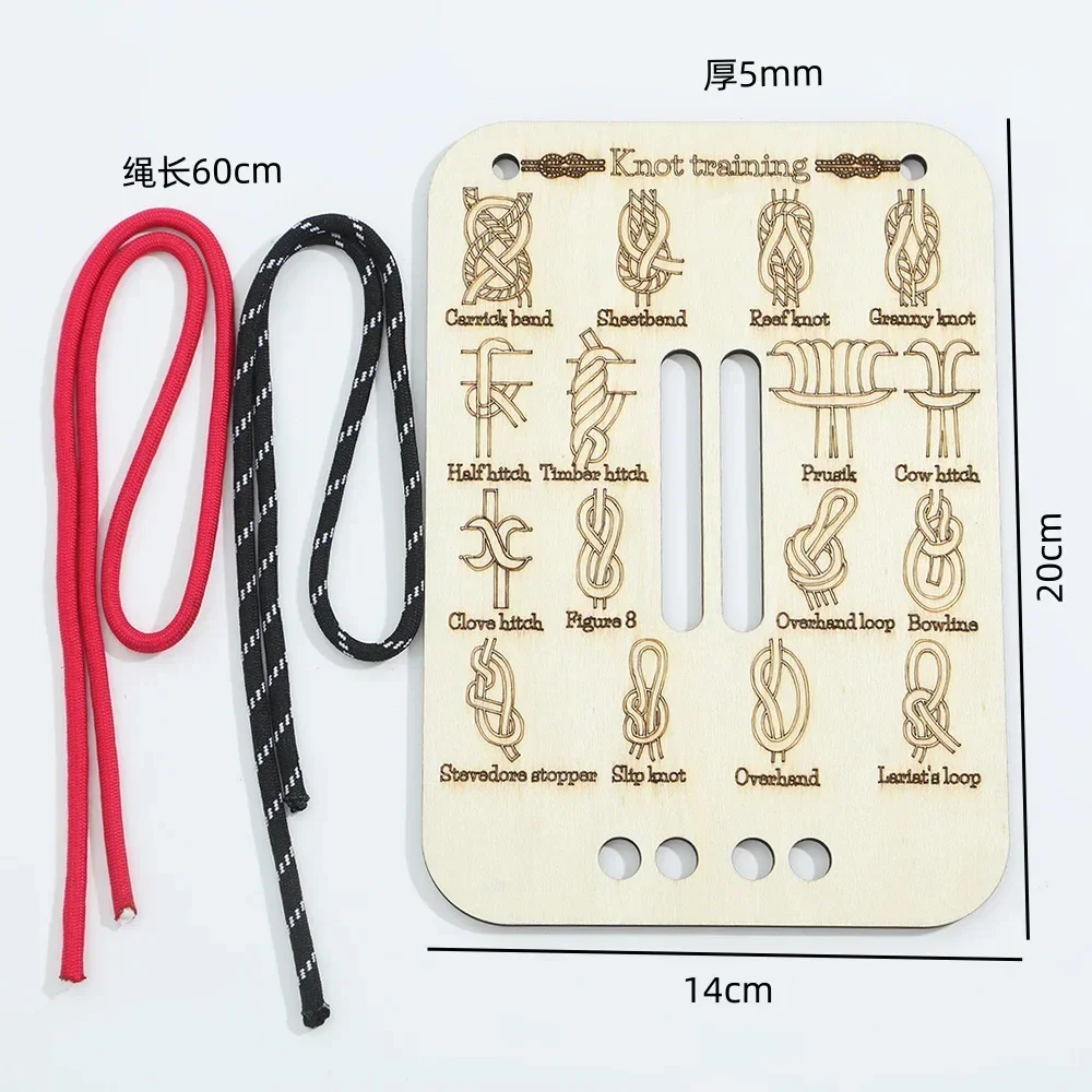 1 Set Trainingsbrett mit Seil, Knotenbindungs-Set, Lernset zum Binden von Knoten, Knotenbindungs-Übungsbrett-Set für Erwachsene, für den Außenbereich – Detail 2
