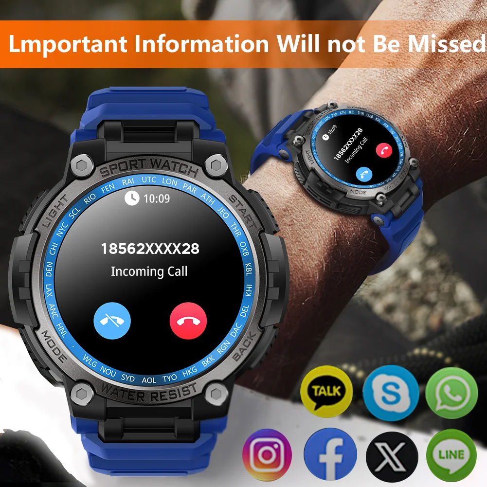 Time Owner Smart Watch for Men to Answer/Make Phone Calls Waterproof Military Smartwatches Heart Rate Monitor Fitness Tracker