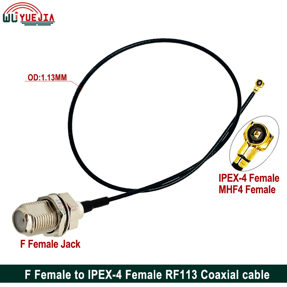 2Pcs/Lot U.F.L RF 1.13 Cable IPX IPEX-1 -4 MHF4 Female to F Female Connector RF113 Pigtail WIFI Antenna Extension Jumper Cable