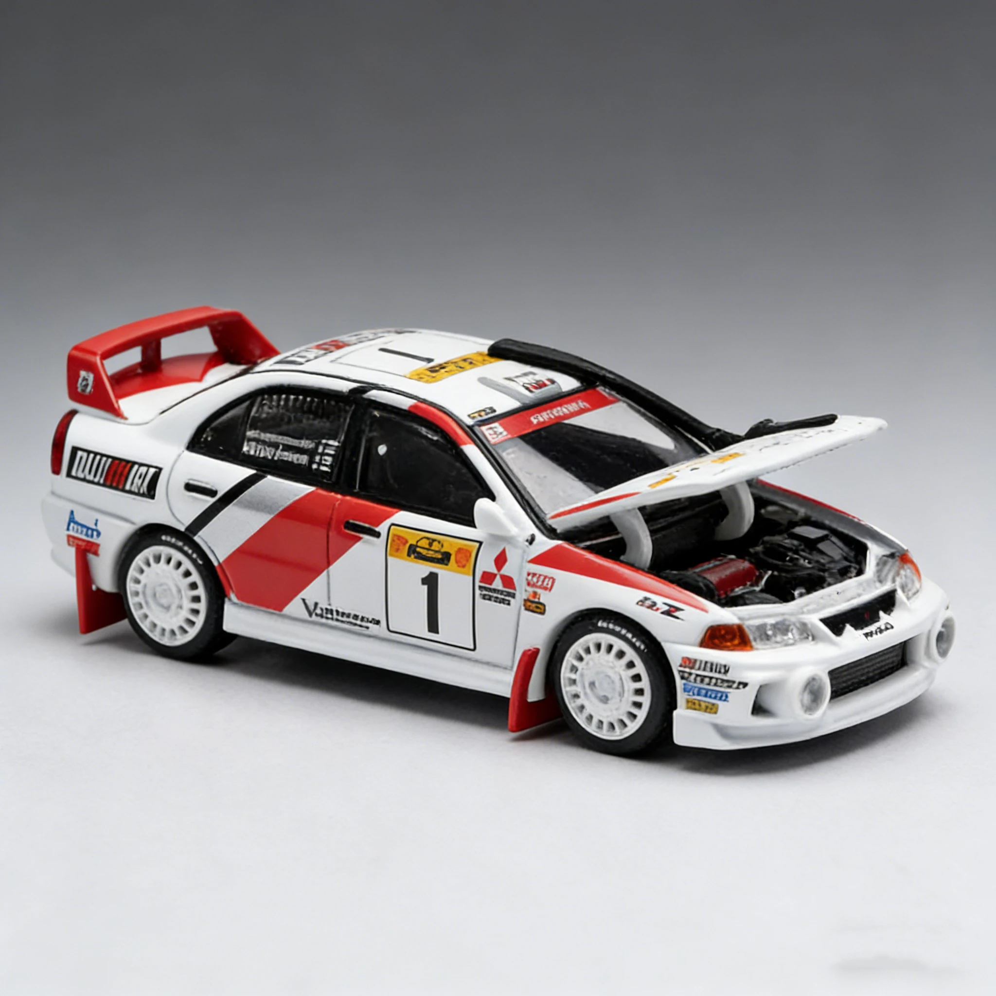 

POP RACE In Stock 1:64 PR640231 Mitsubishi Lancer Evolution IV #1 Safari Rally Kenya 1998 With Openable Hood Diecast Model Car