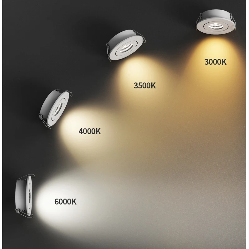 Led Mini Down Light 3W Dimmable Spot Recessed Ceiling Lamp ac85-265v Aluminium 52mm Downlight