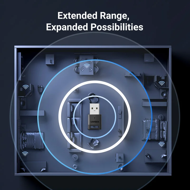 USB-адаптер UGREEN Bluetooth 5,3 для ПК, динамика, беспроводной мыши, клавиатуры, музыки, аудио приемника, передатчика, Bluetooth