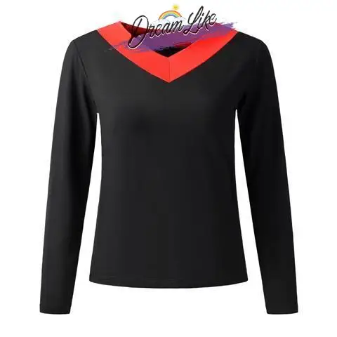 

Женская футболка Fitn Latin Dance с длинным рукавом и V-образным вырезом, большие размеры, одежда для квадратных танцев, топ из модального материала для занятий спортом и практики