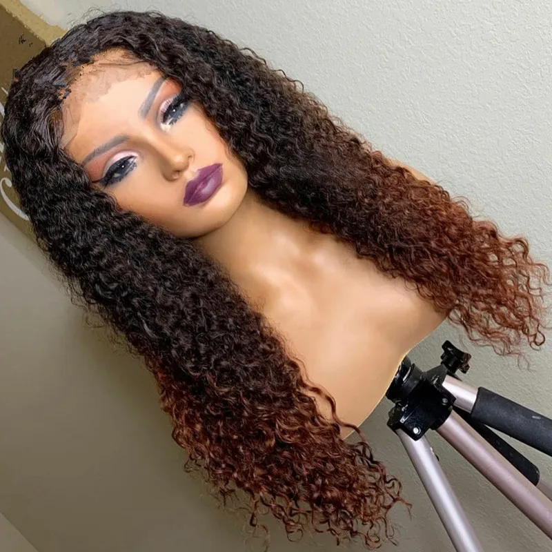

Ombre Blonde Soft Preplucked 26Inch Long Kinky Curly 180Density Lace Front Wigs For Women With Baby Hair Glueless Good Texture