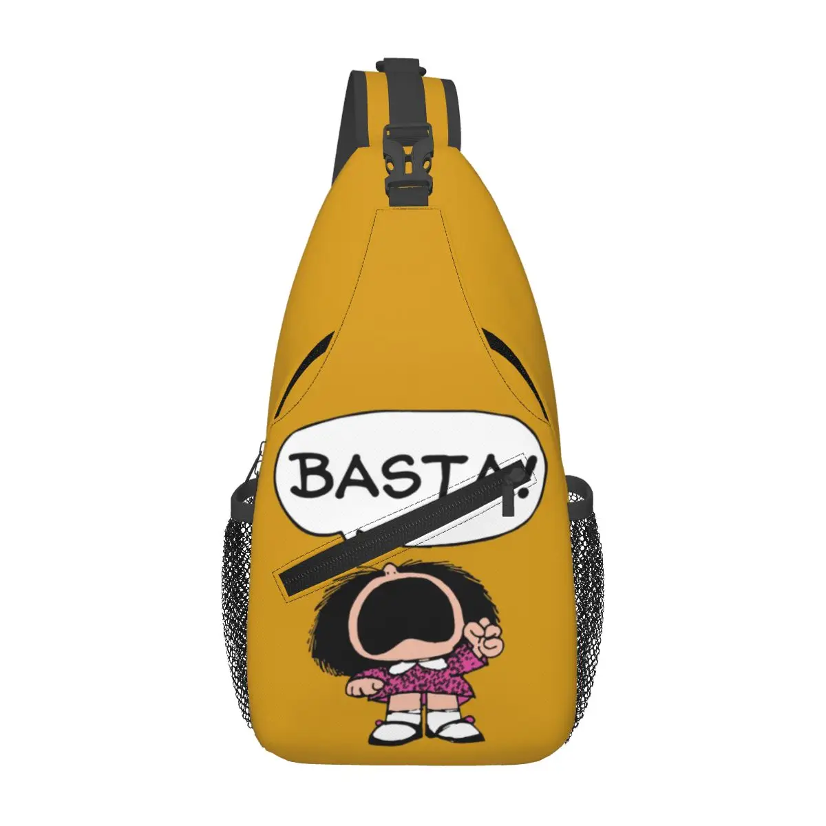 

Custom Mafalda Basta Sling Crossbody Backpack Water Resistant Quino Argentina Cartoon Daypack Printing Shoulder Backpack