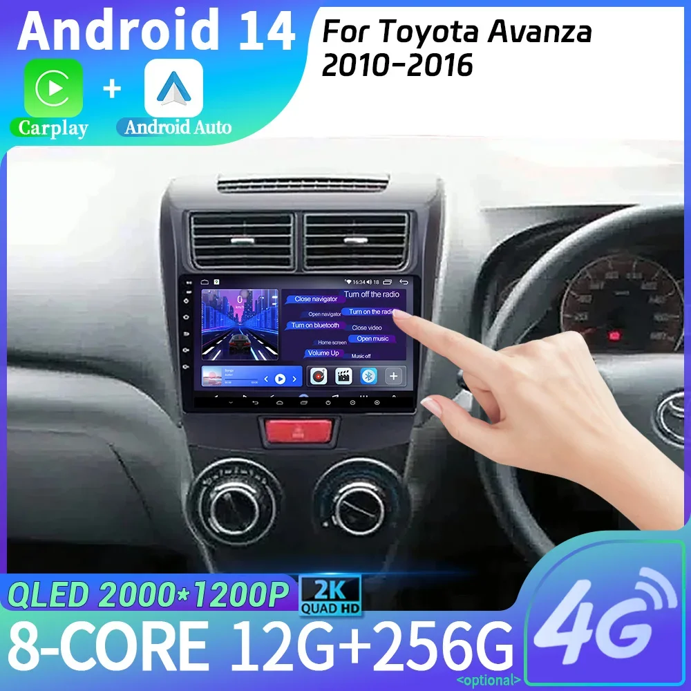 Android 14 For Toyota Avanza 2010-2016 Car Radio Multimedia Video Player Navigation Wireless Carplay 4G GPS Touch Screen Stereo