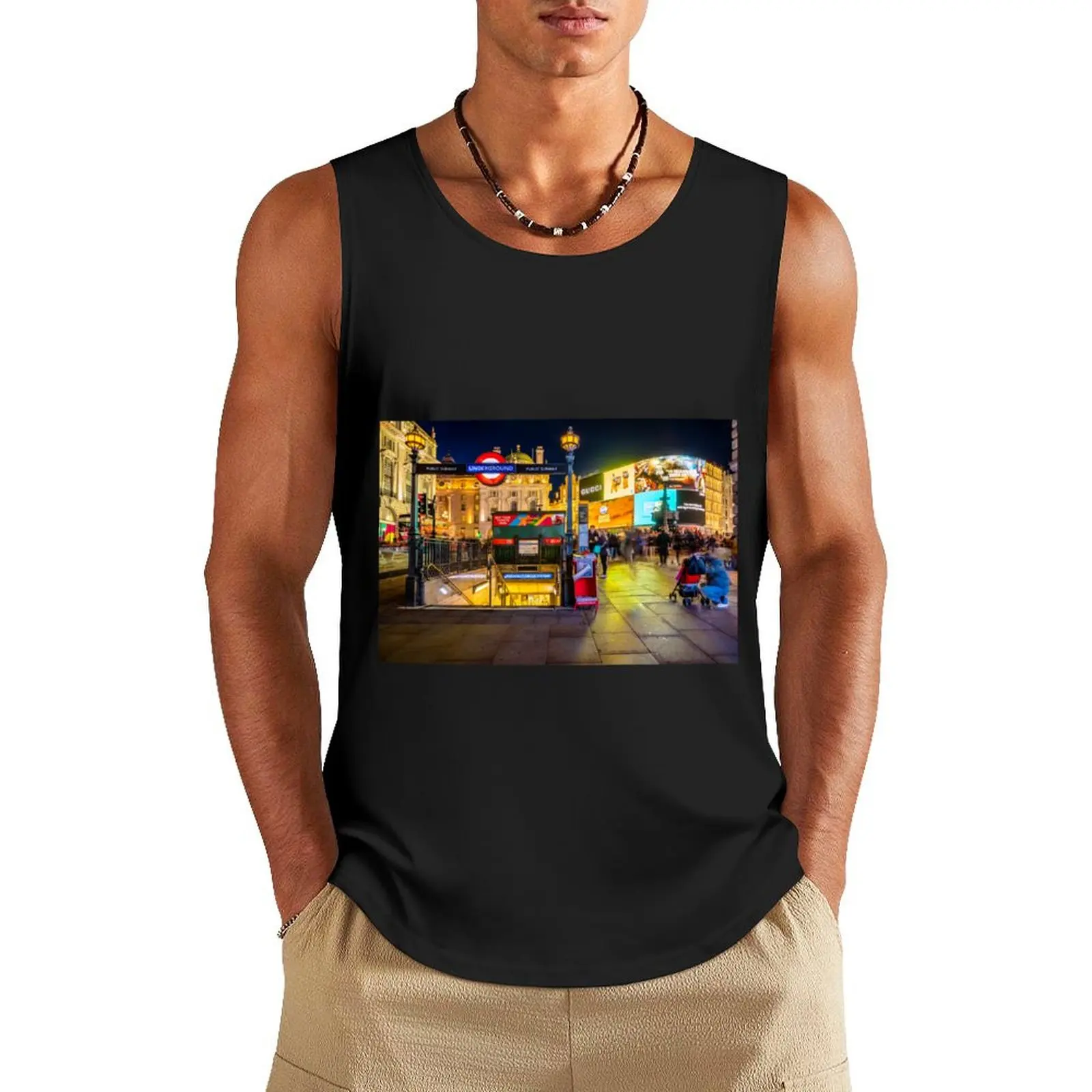 

Piccadilly Circus At Night London Photograph Tank Top Sports clothing sports t-shirts for men