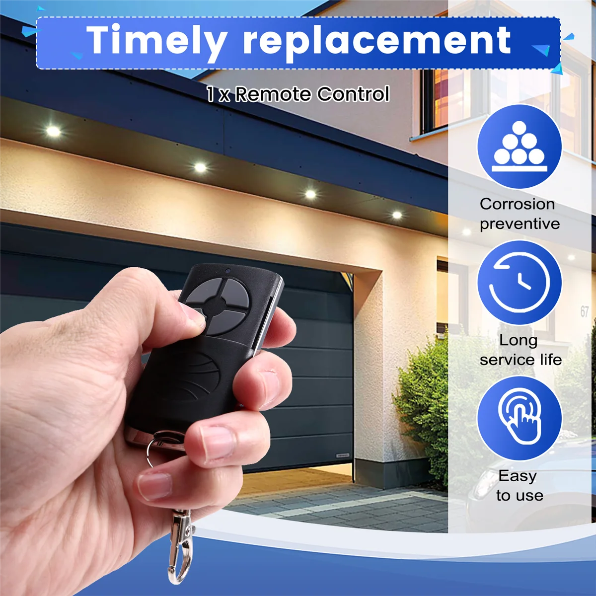 T88C 433Mhz 4-Key Garage Handheld Transmitter Door Opener Fit Wireless Universal Garage Door Remote Control Transmitter