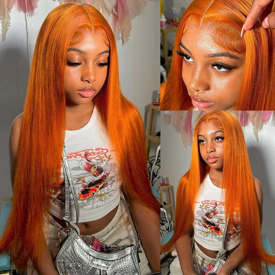 Silkwave Orange Ginger Lace Front Wigs Human Hair For Women Straight 13x4 13x6 Hd Lace Frontal Wig Colored Pre Plucked Brazilian image 2