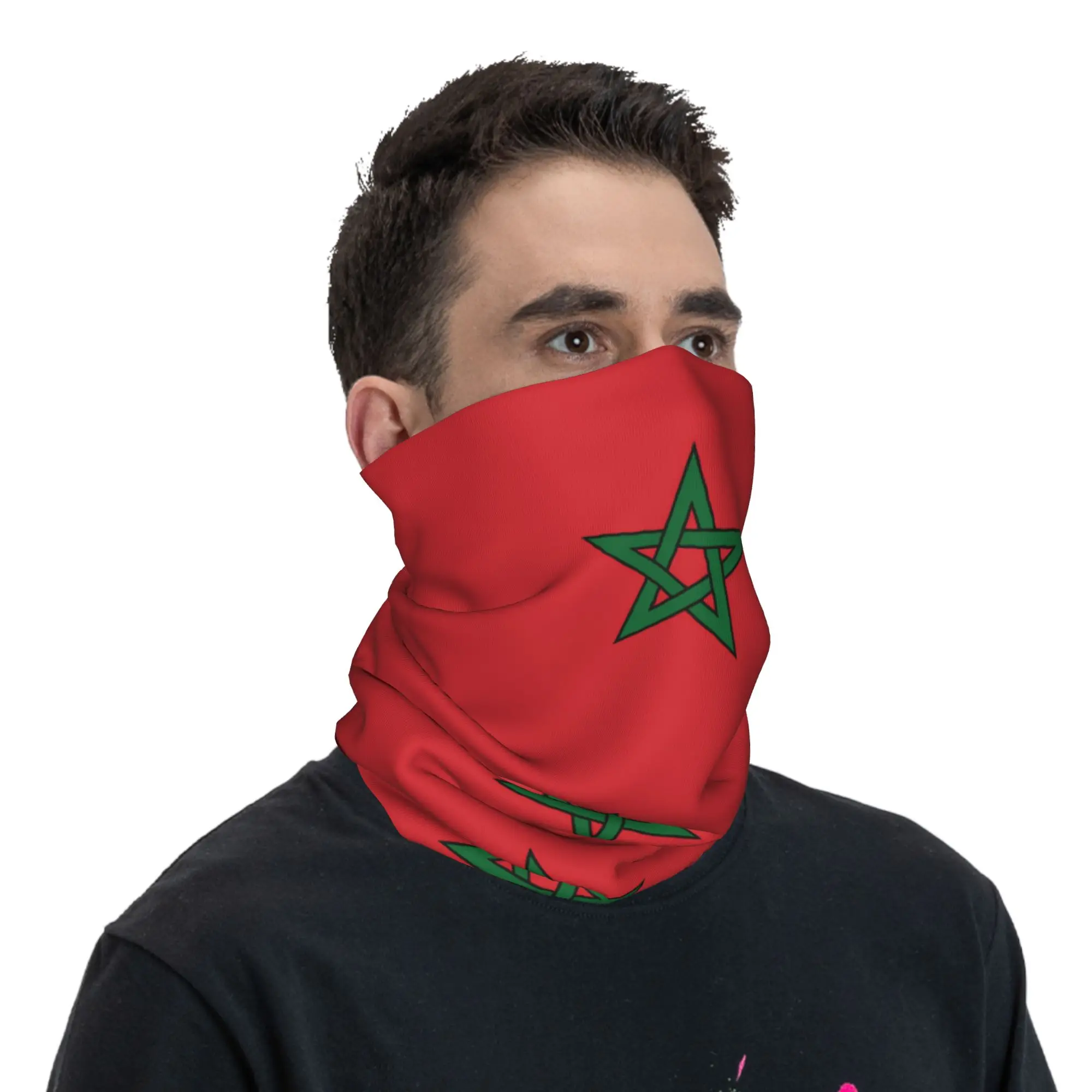 

Flag of Morocco Bandana Trendy Bicycle Mask Running Travel Windproof Balaclava Printed Soft Warm Face Masks