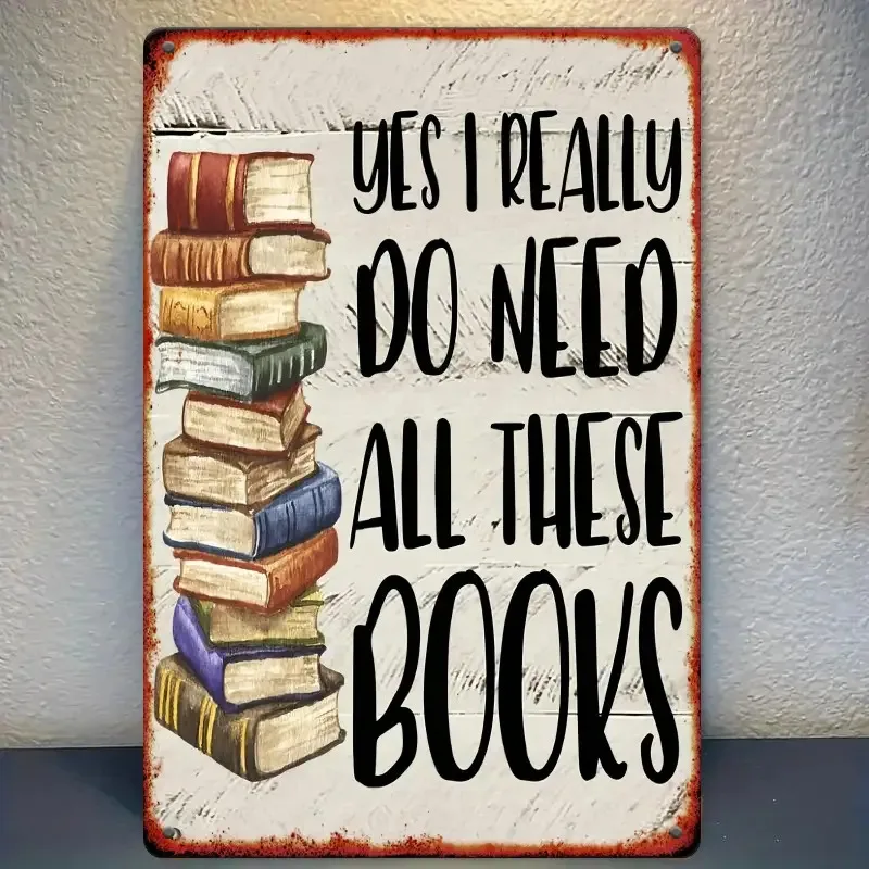 1pc Vintage Book Lover's Metal Wall Sign - 