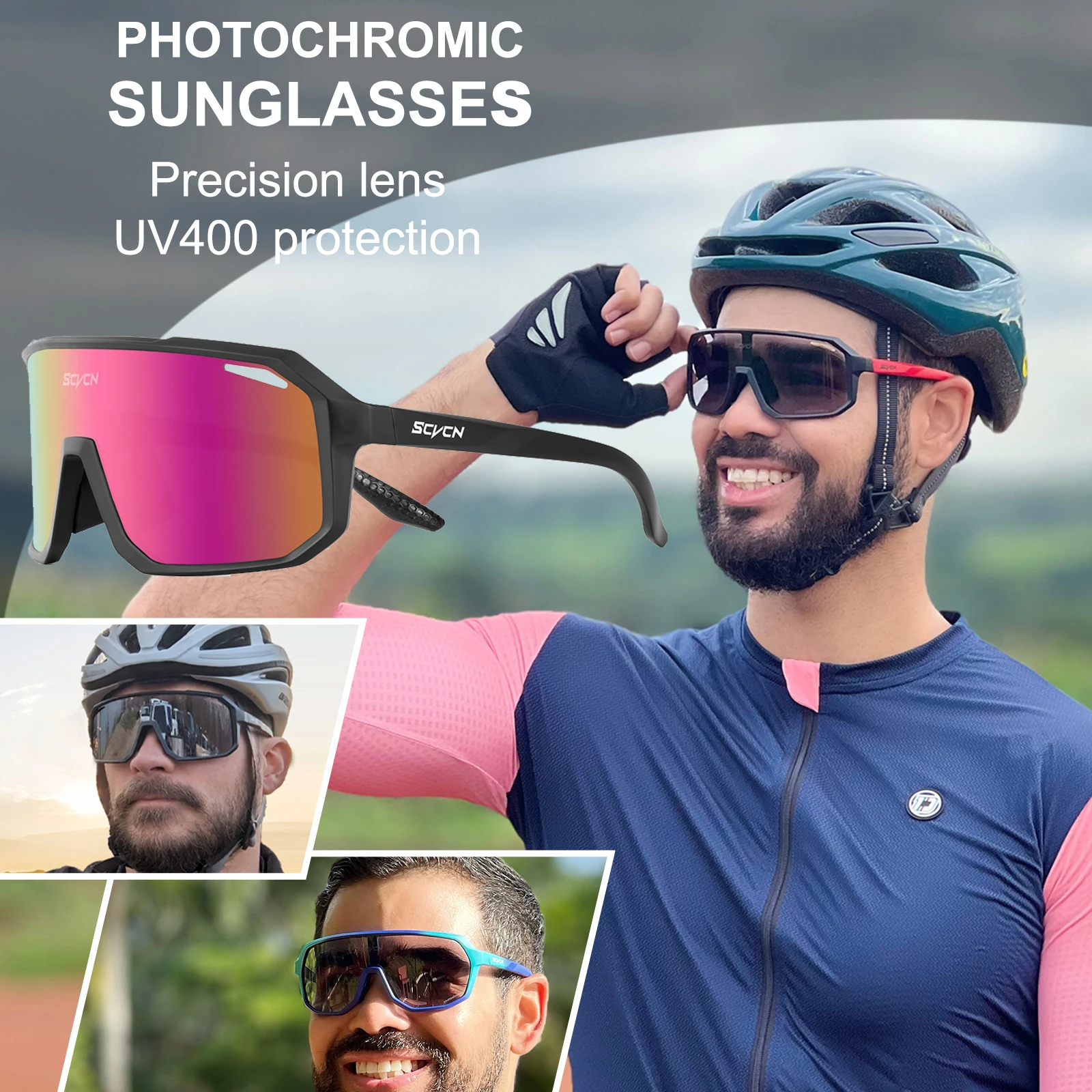 

HD Clear Photochromic Cycling Sunglasses for Men Women Outdoor Sport Bicycle Glasses Mountain Bike Running UV400 Eyewear Goggles