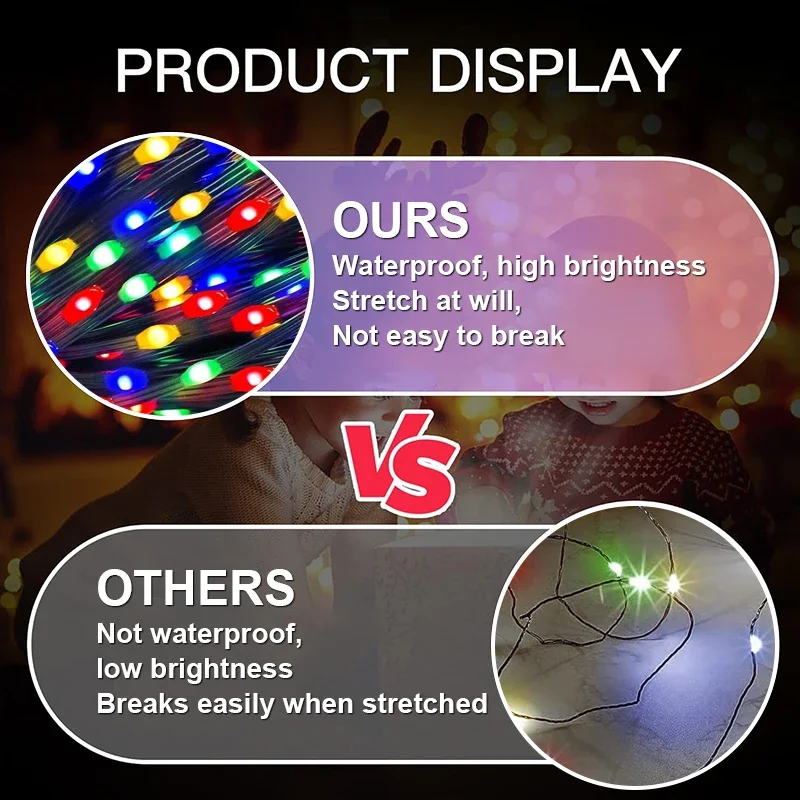 LED Christmas Tree Pentagram Light String DIY Waterfall Tree Fairy Light Smart APP & Remote Control LED Garland Xmas Decorations