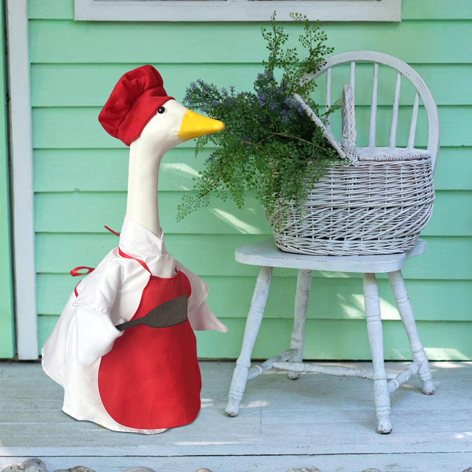

1Set Easter Chef Porch Goose Outfit for Large White Goose Garden Costume Holiday Outdoor Lawn Decoration Clothes
