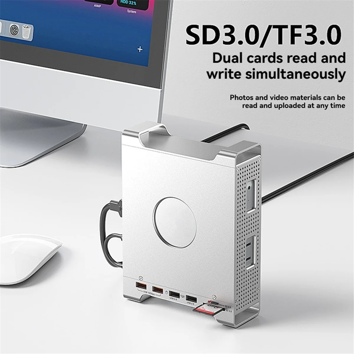 New For Mini Hub Dock Stand with USB 3.2/2.0 SD/TF USB C HUB Docking Station Supports M.2 NVME 2230/2242/2260/2280