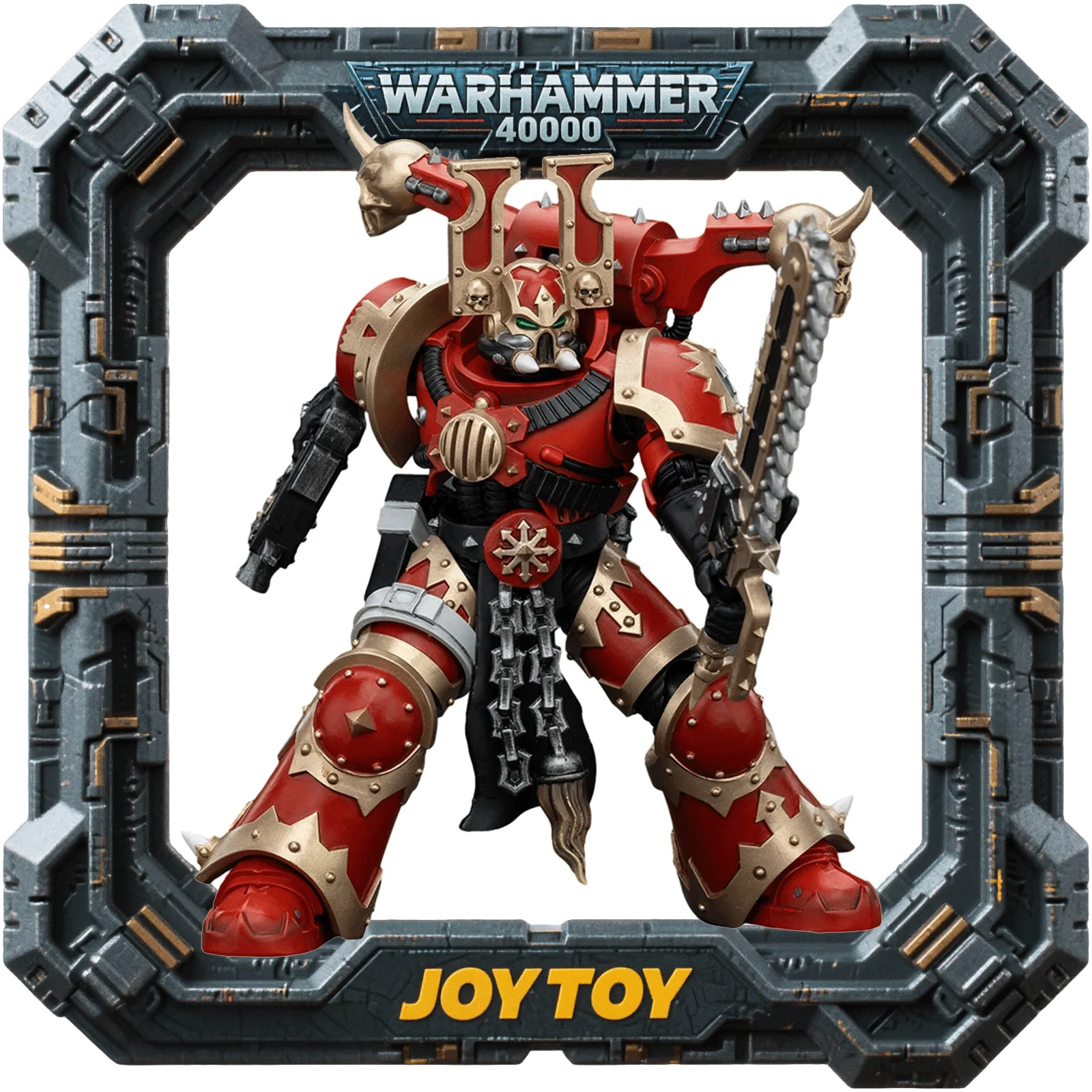 

JOYTOY Warhammer 40000 1/18 Action World Eaters Khorne Berzerker Action Figure with 7 Optional Models (JT00560/JT00577 etc.)